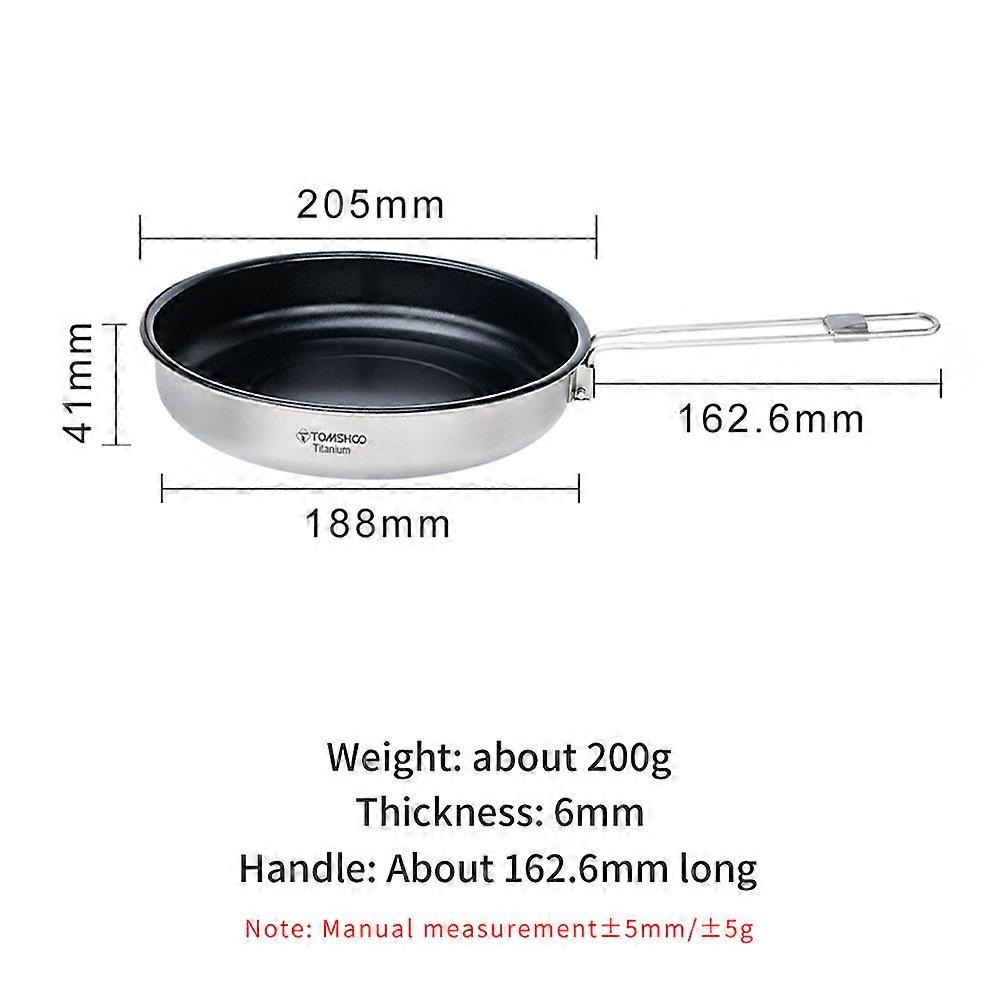 Titanium Non-stick Camping Frying Pan 1000ml Foldable Handle 20.5x4.1cm