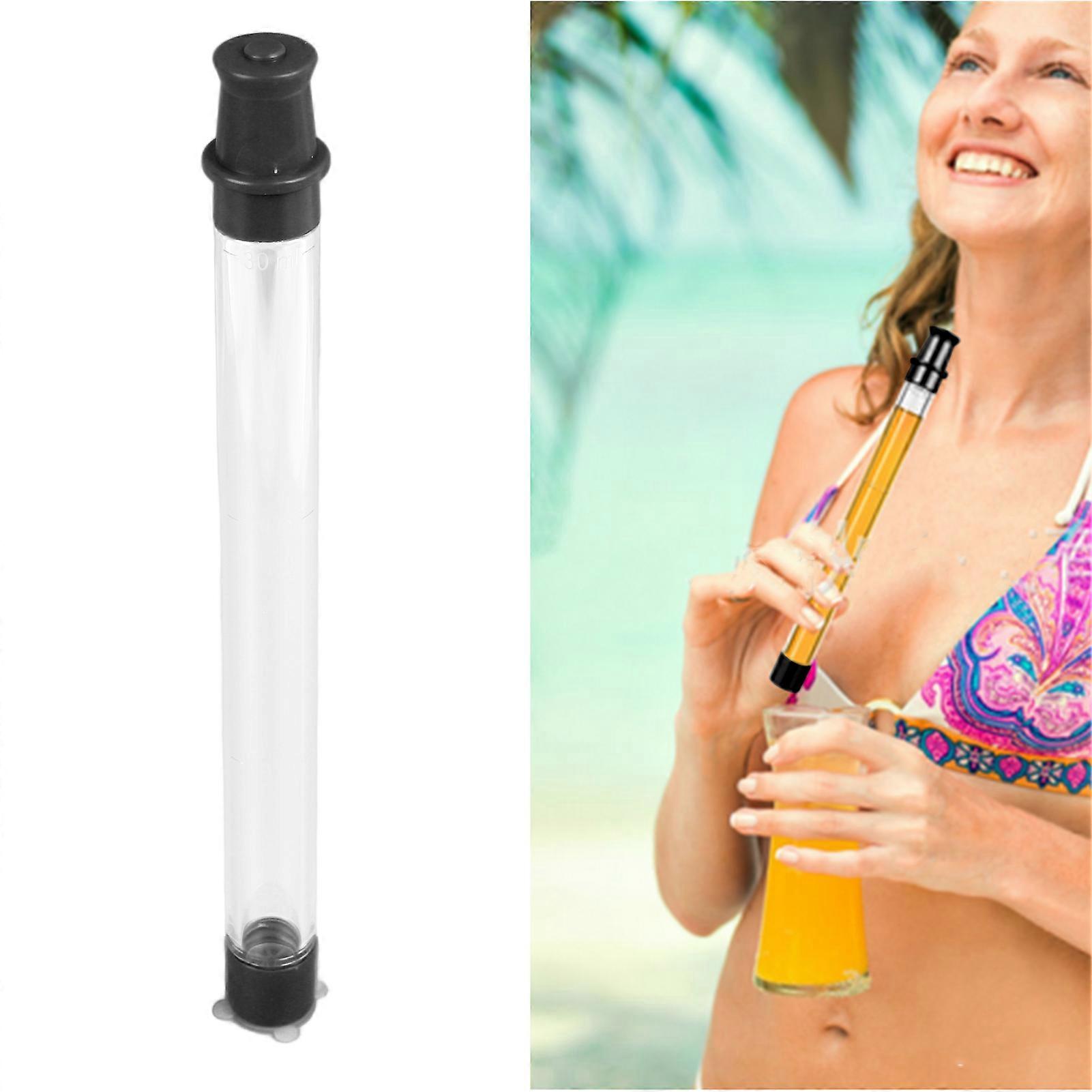 Leakproof Reusable Black Silicone Shot Straw Tube with Scale