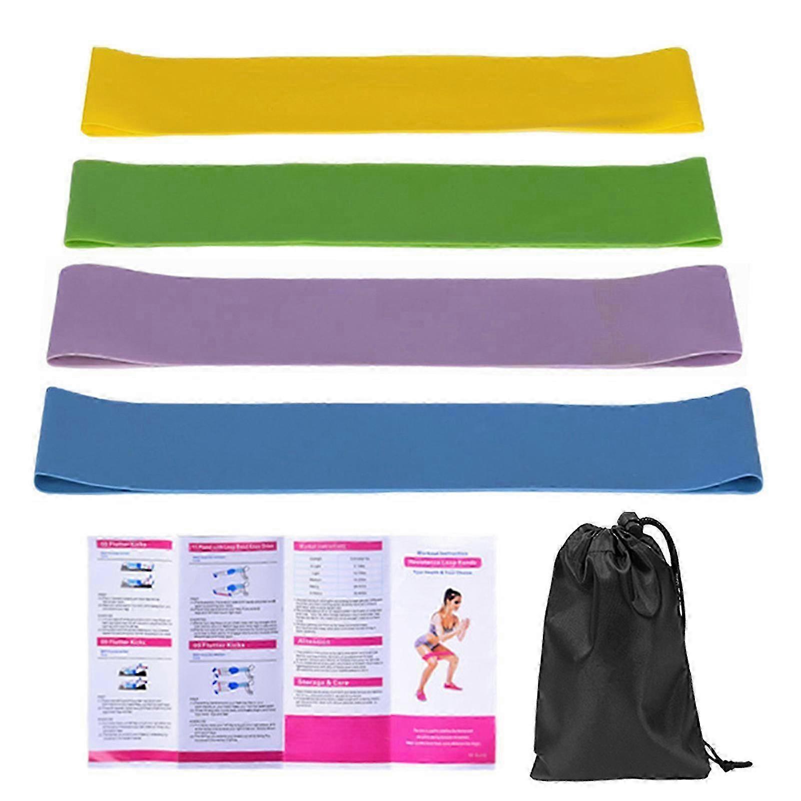 Set of 4 Resistance Loop Bands for Exercise - Elastic Workout Bands for Strength Training, Physical Therapy, and Home Fitness