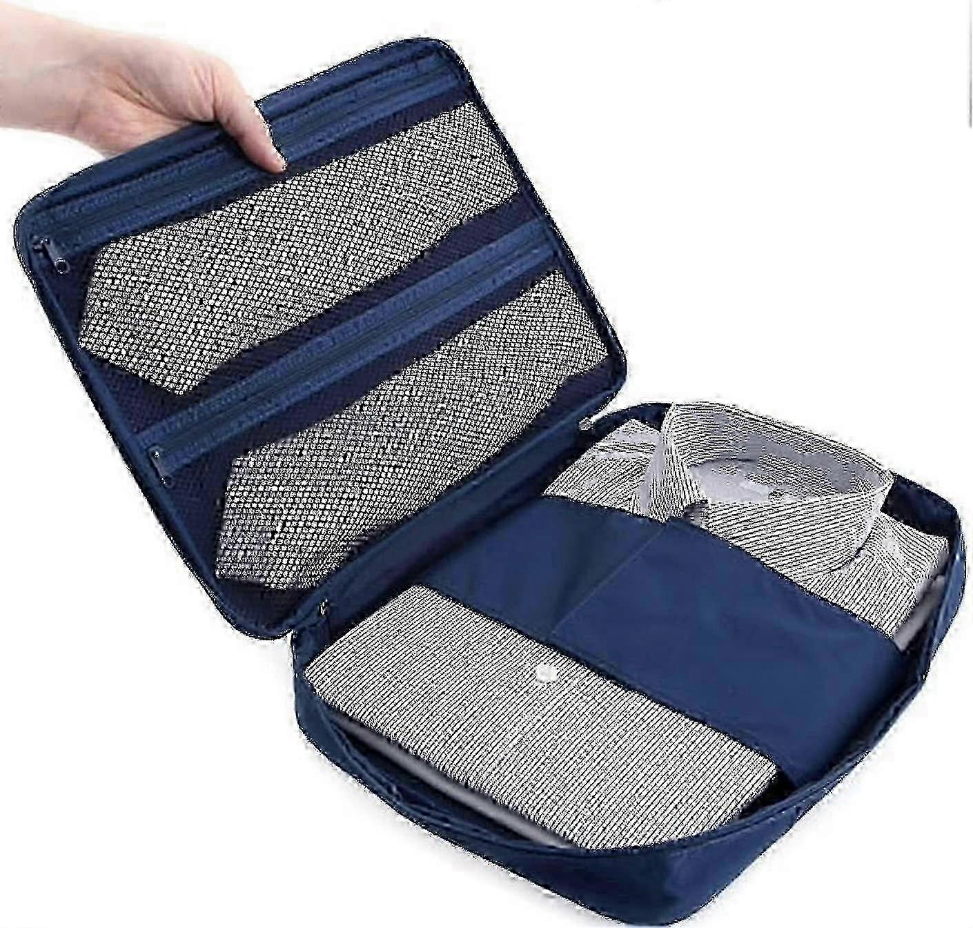 منظم سفر مقاوم للماء ومتين للقمصان وربطات العنق - مناسب للاستخدام مع الأمتعة والحقائب (أزرق داكن)