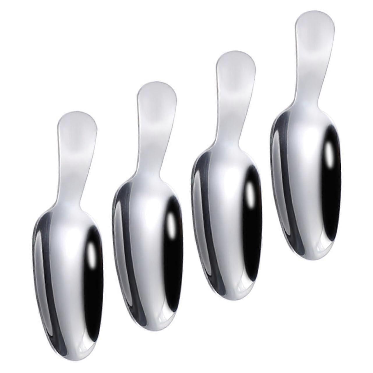 Set of 4 Stainless Steel Short Handle Teaspoons - Portable 9.2x3x0.3CM Dessert Spoons for Tableware and Pasta