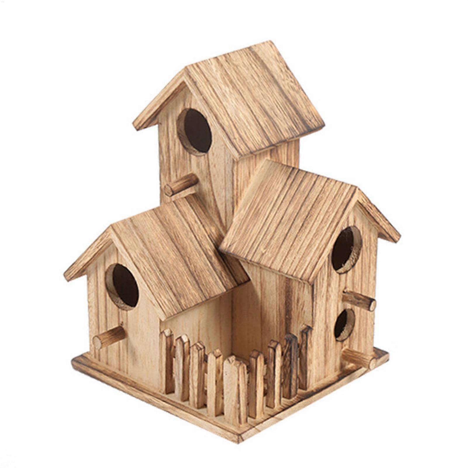 Paint the birdhouse, unpainted bird nest bird wood made of wood, carving, combing and combing the birdhouse made of wood
