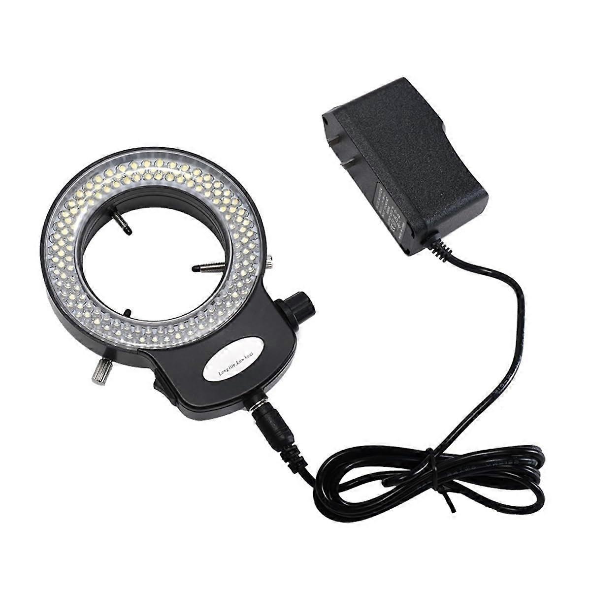 Microscope Accessories Kit Adjustable 144 LED Microscope Ring Light Stereo Microscope Illuminator with Power Adapter Microscope Slides (Color : Black)