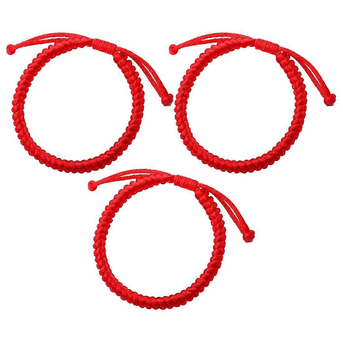 3 x Tibetan lucky bracelets, red thread protection, handmade, adjustable