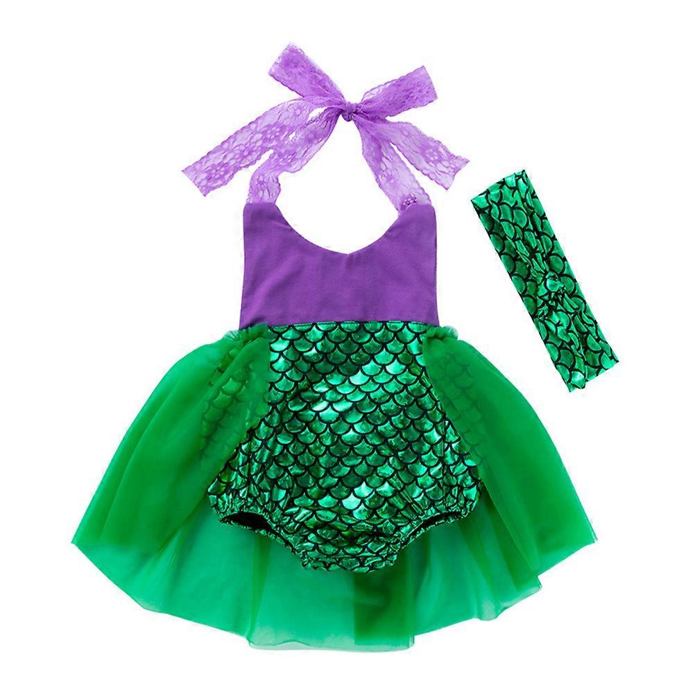 Baby Girl Sleeveless Romper Comfortable Headband Daily Wear Tc Lace 1Set