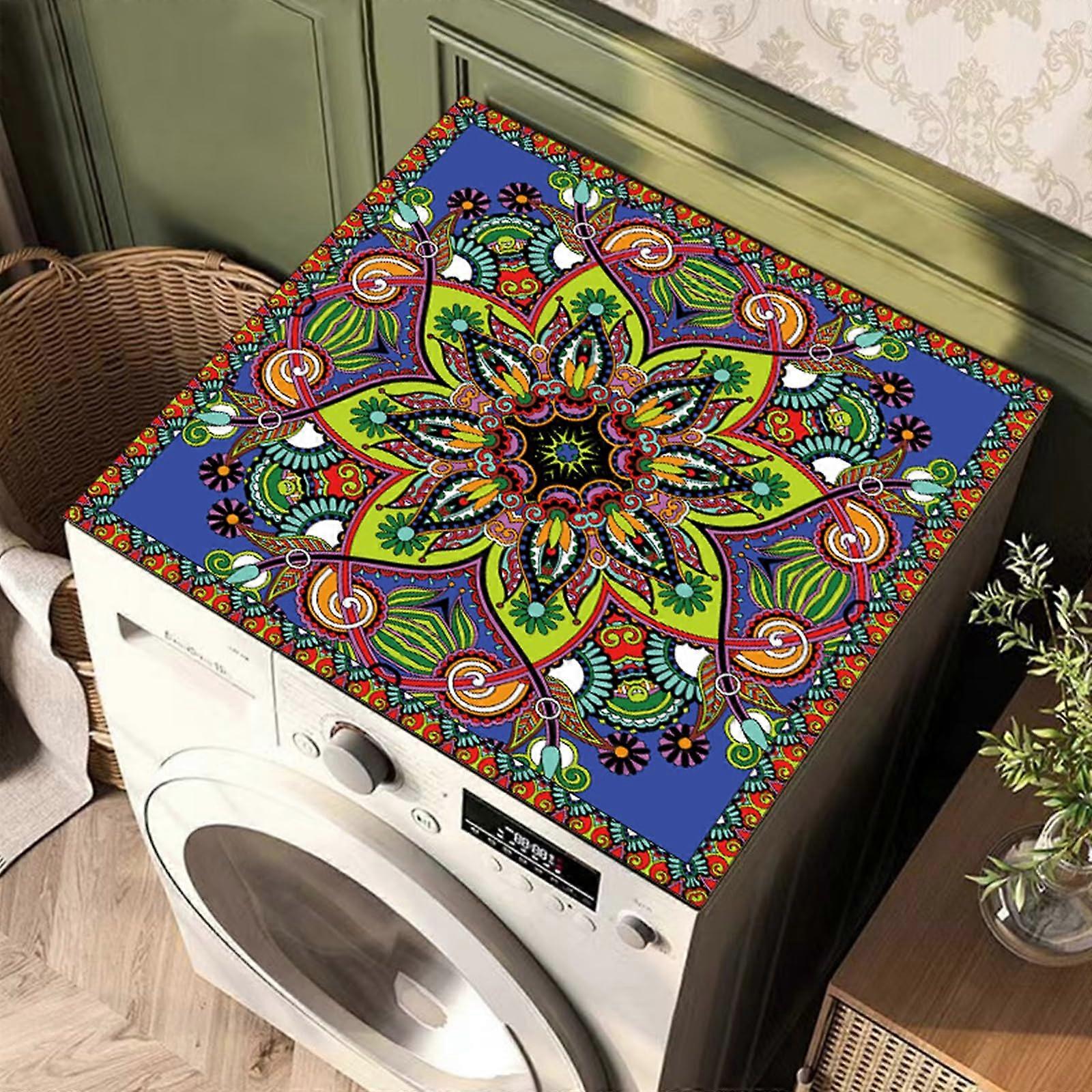 Retro Prints Washing Machine Cover, Nonslip Universal Absorbent Quickdrying (Blue Green,40x40cm)