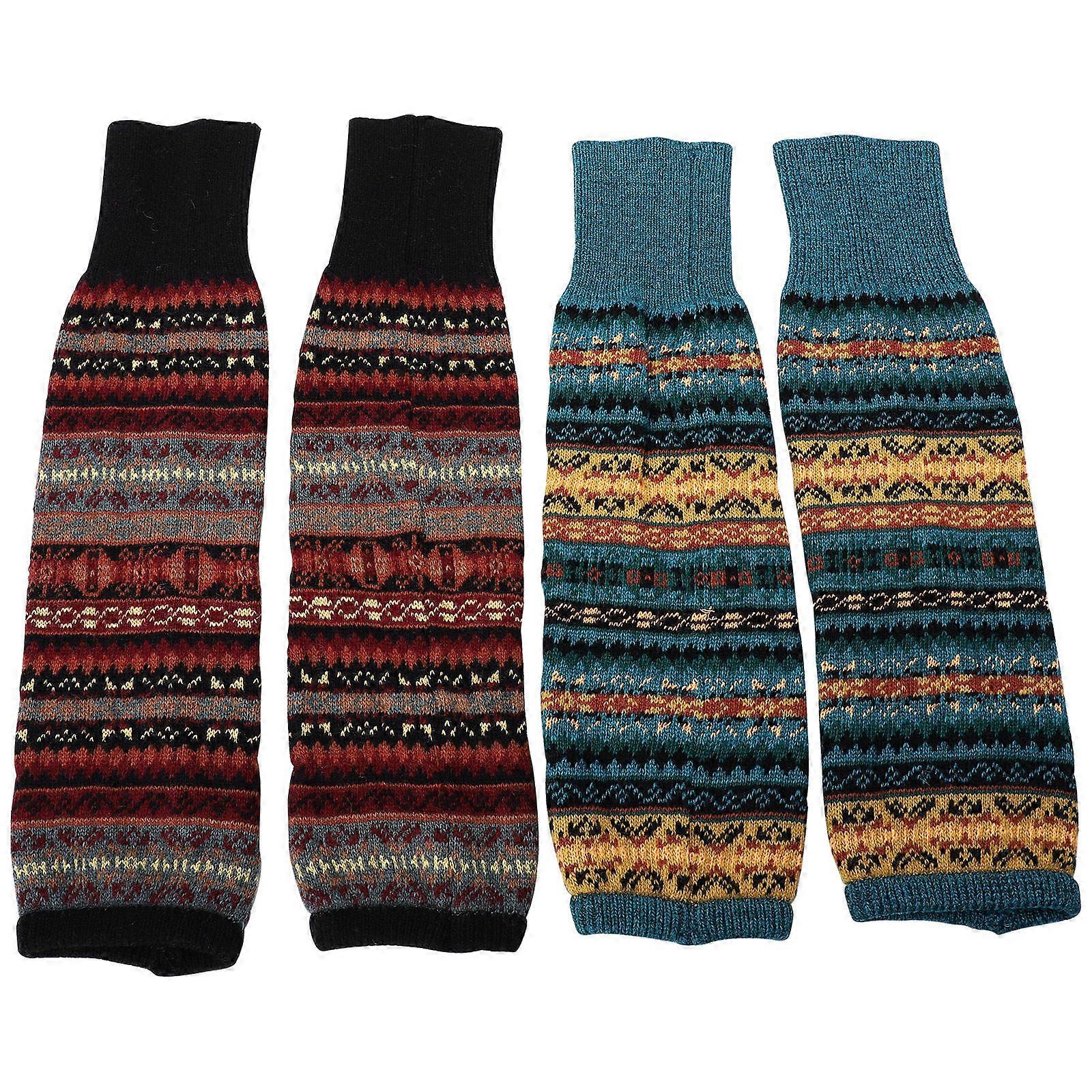 Fashion Leg Cover Blue Bottom Wool Material Winter Daily Style Soft Warmth 2 Pairs
