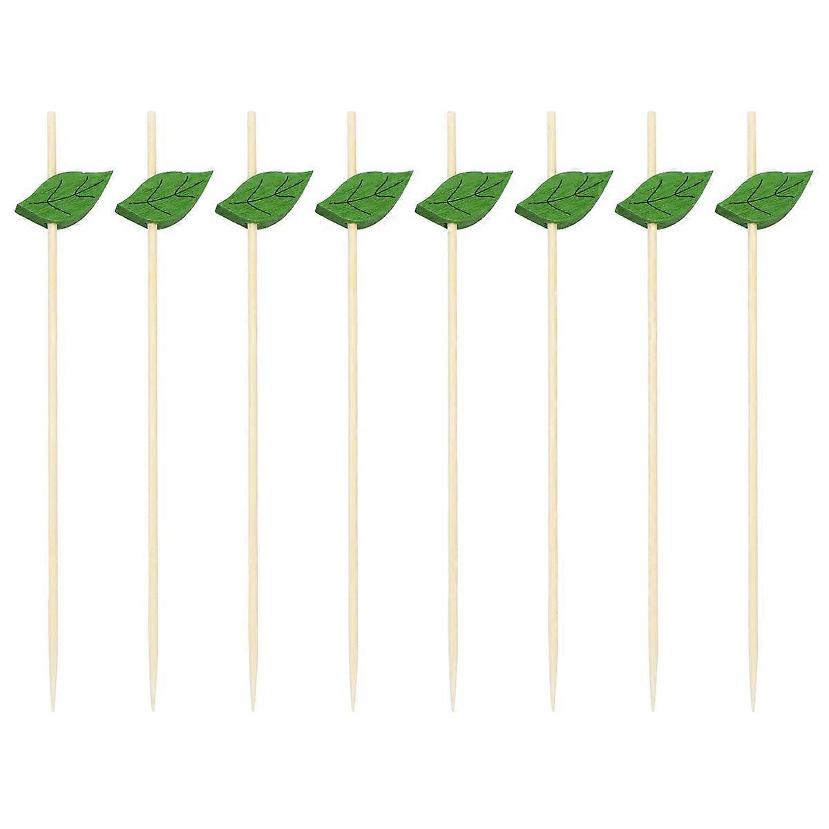 Creative Cocktail Skewers Fruit Picks Bamboo Party Supplies Favors for Home Pointed Leaf 12cm 100Pcs