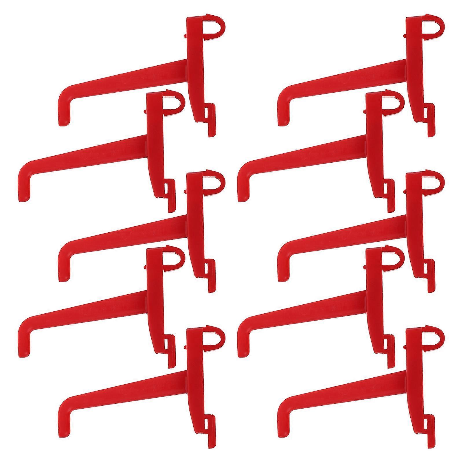 Multi Purpose Plastic Pegboard Hooks Heavy Duty Tool Storage Wall Organization For Homes Workshops Red 10Pcs