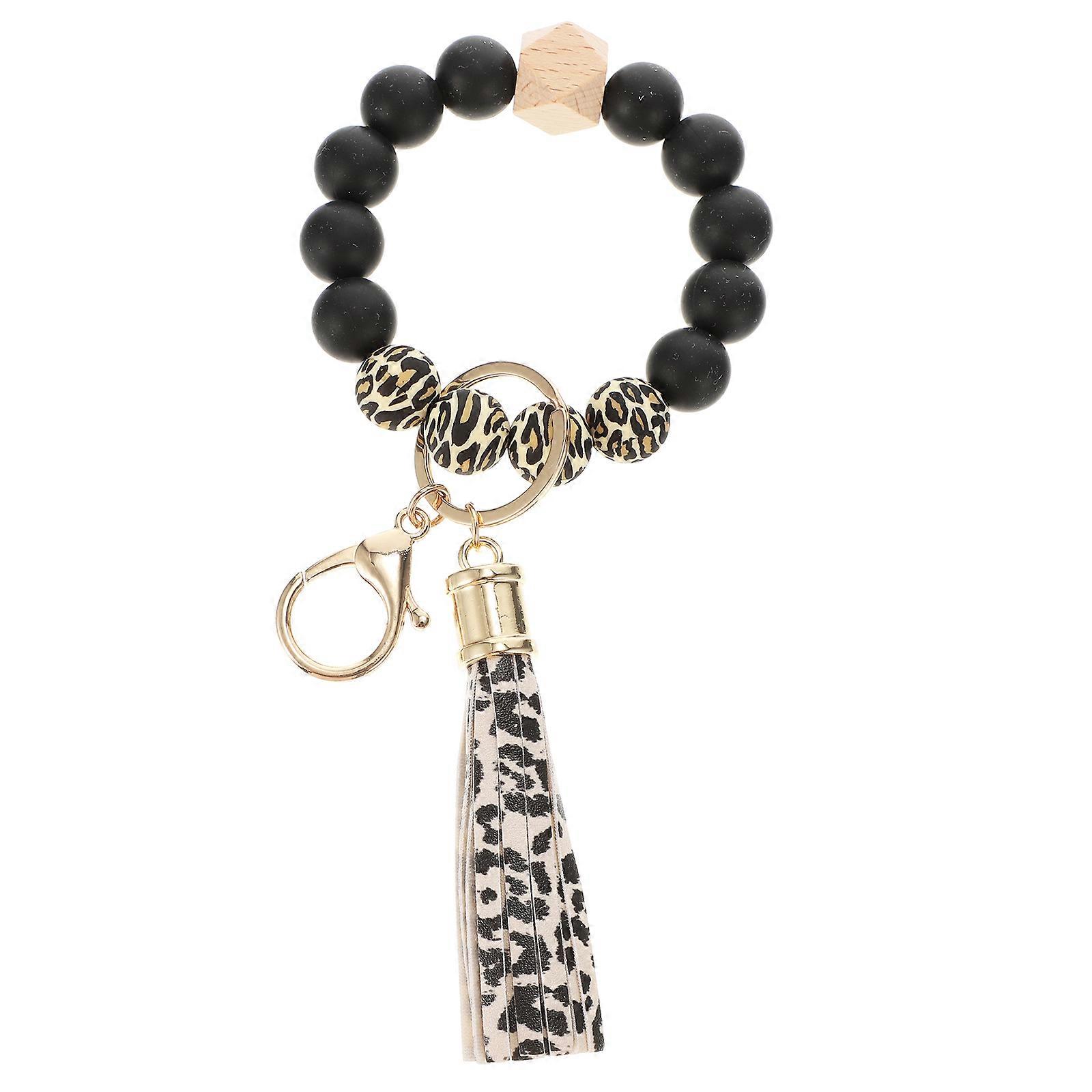 Beaded Wristlet Keychain Bangle Wristlet Keychain Bracelet Anti-Lost Function 8.1×3.3×0.4in 1Set