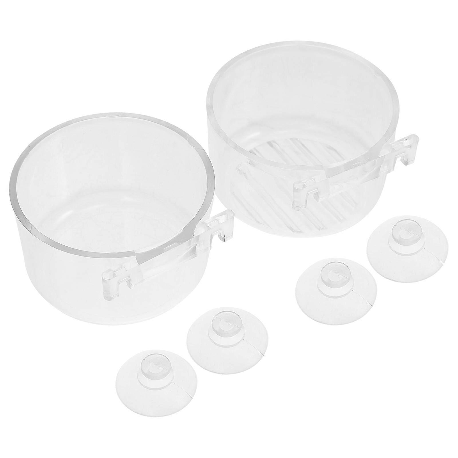 Fish Feeding Food Cups Mini Shape Red Plastic Material for Aquarium Use 2Pcs
