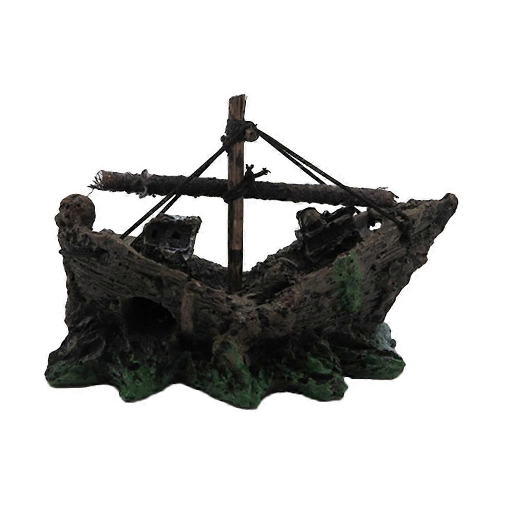 Ornaments for Aquarium Landscape Fish Tank Decoration Simulation Ship Decoration Multi 13.5x6.5x10cm Resin Art 1Pack
