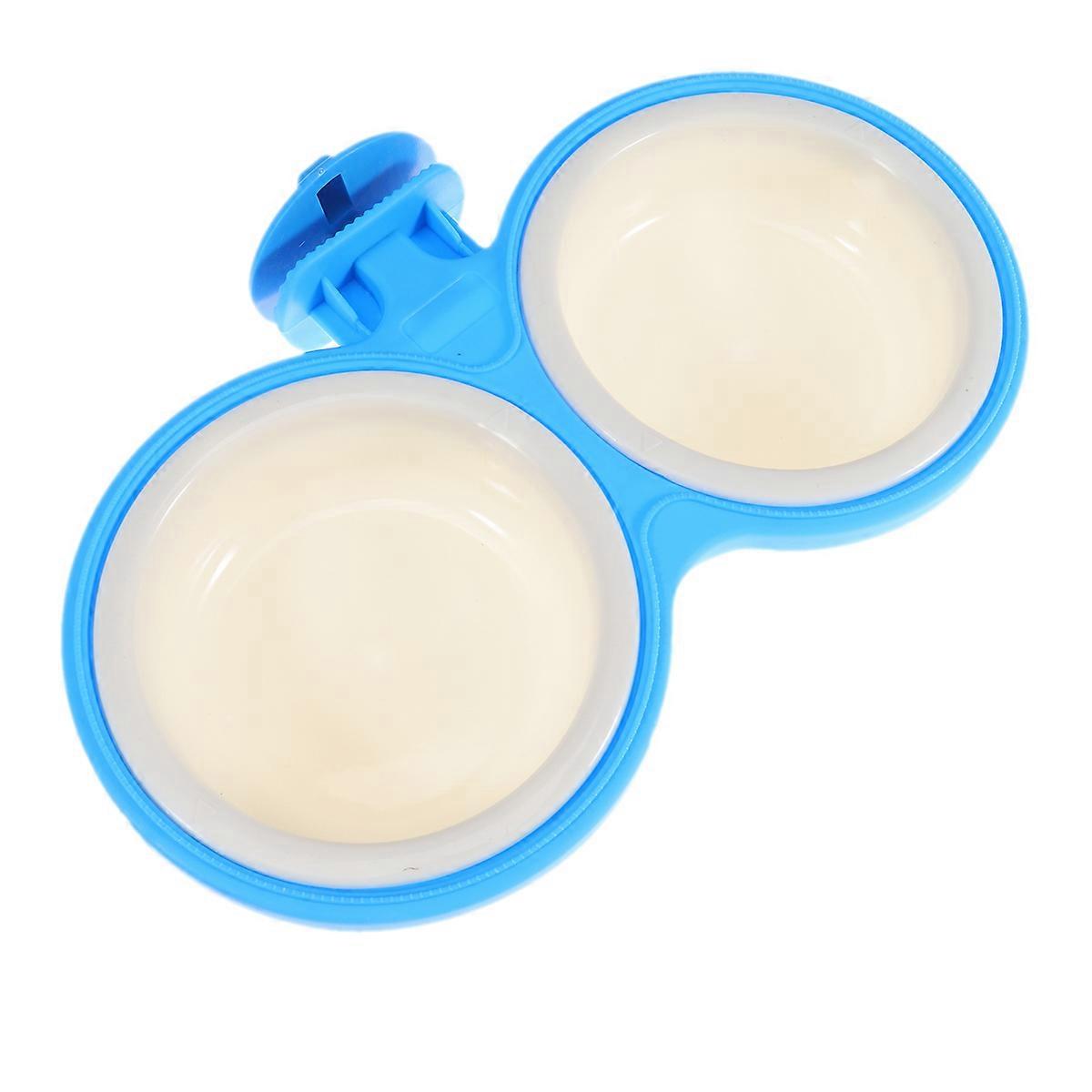 Pet Food Bowls Dual Bowl Design Hanging Feeder for Cats and Use Small Size Blue 1Pack