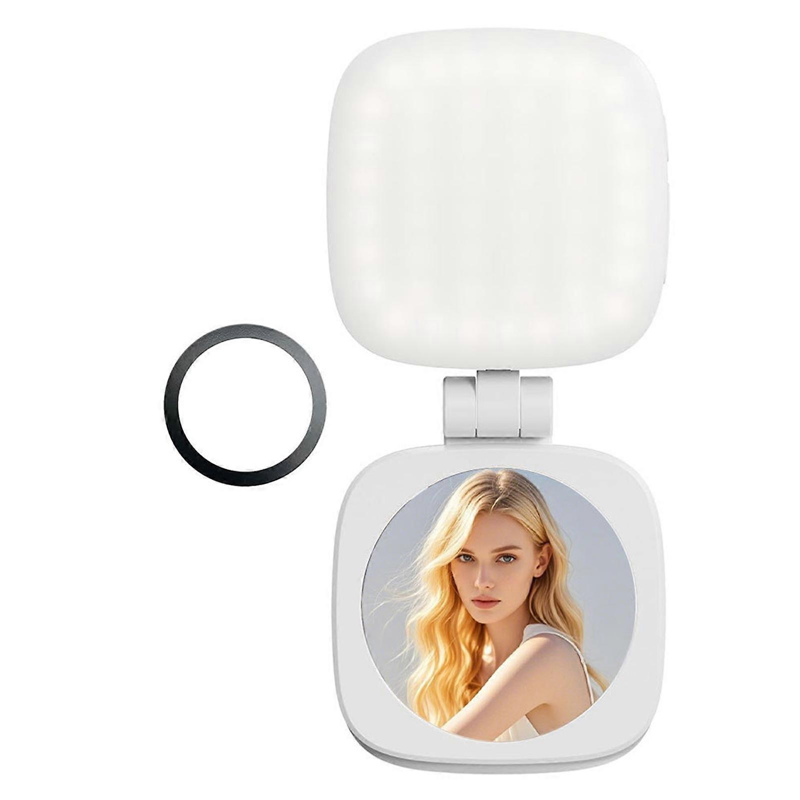 Magnetic Selfie Light with HD Mirror Rechargeable Dimmable LED for Mobile Photography Vlogging