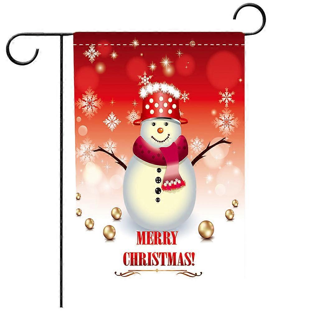 Garden Flag Yard Banner Waterproof Double Sided Printing Snowman Pattern 30x45cm Red 1Set