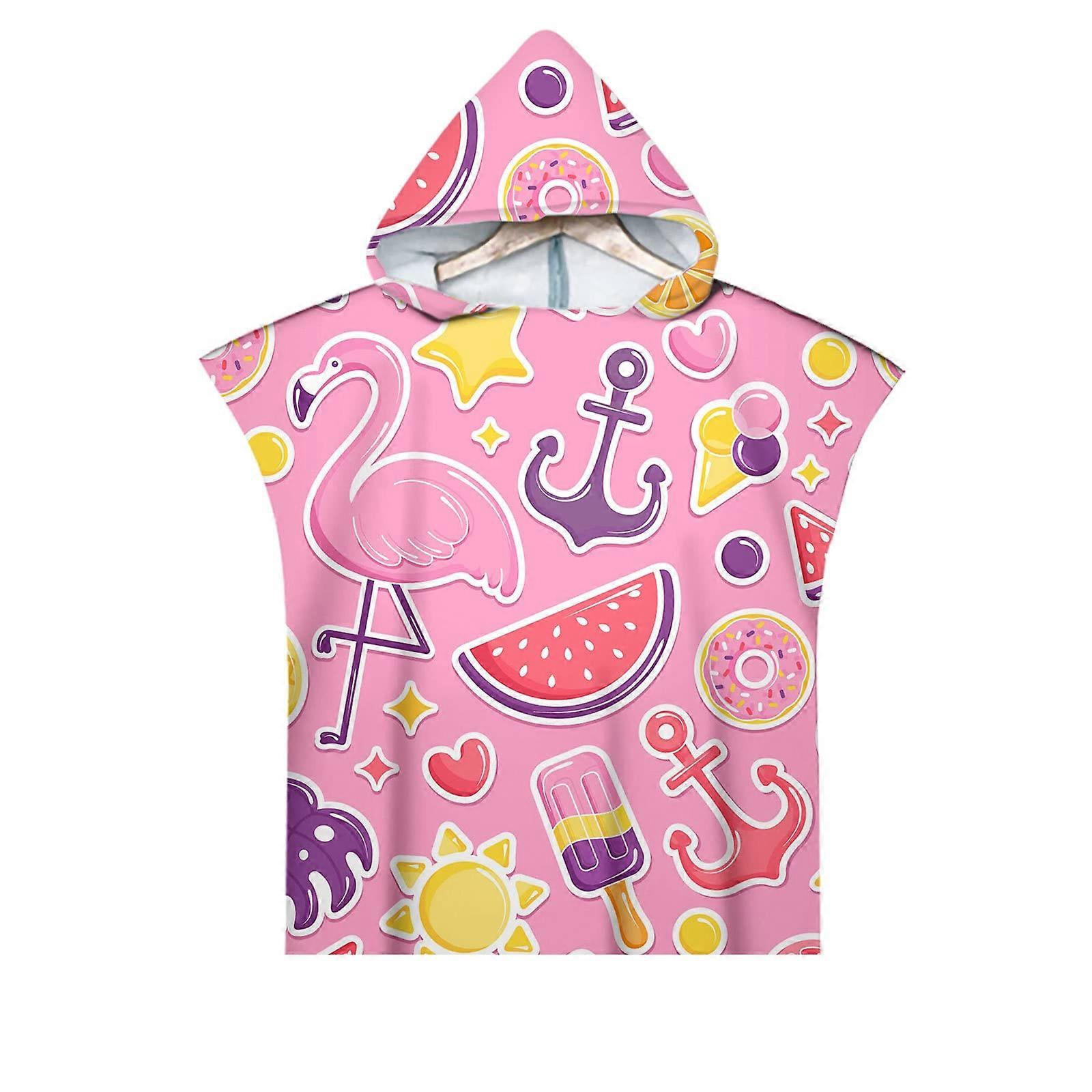 Bath Poncho for Adults and Children, Quick Drying Beach Towel with Hood, Pink Graffiti Design, 75x110cm