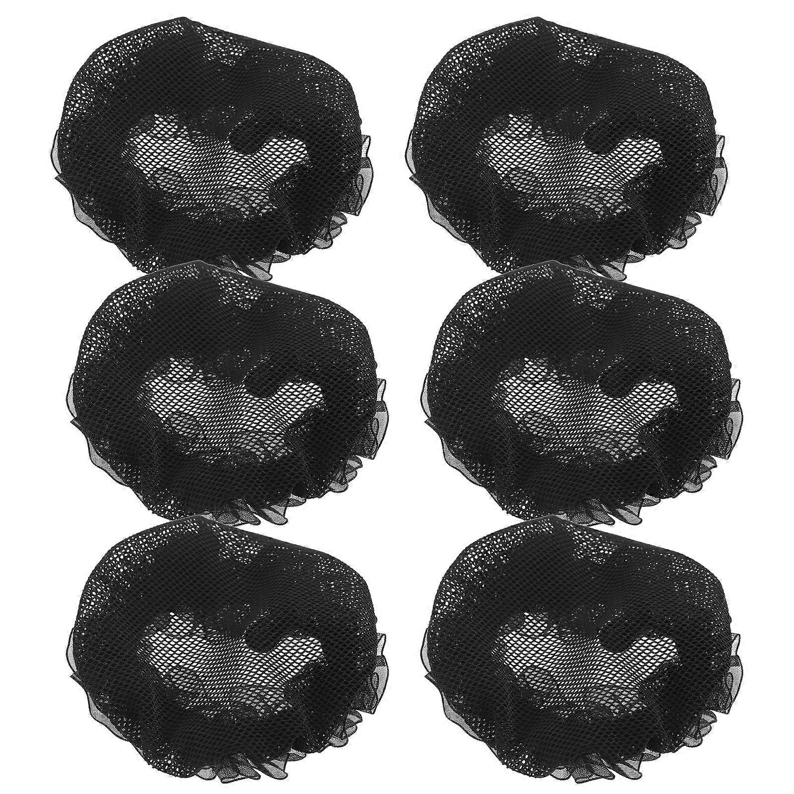 6PCS Elastic Mesh Bun Hair Nets for Dancers Stretchy & Comfortable Ballet Hairnets with Lace Trim for Women, Breathable Design for Secure Hair Hold
