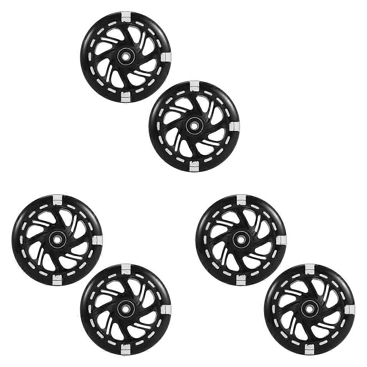1Pair 120mm LED Flashing Wheels with Bearings Front/Rear ,Black