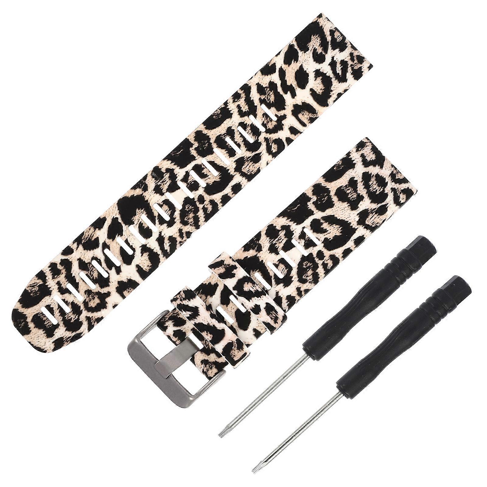Elegant Watch Wristband Rectangular Shape Leopard Brown Color Breathable Lightweight 1Pc