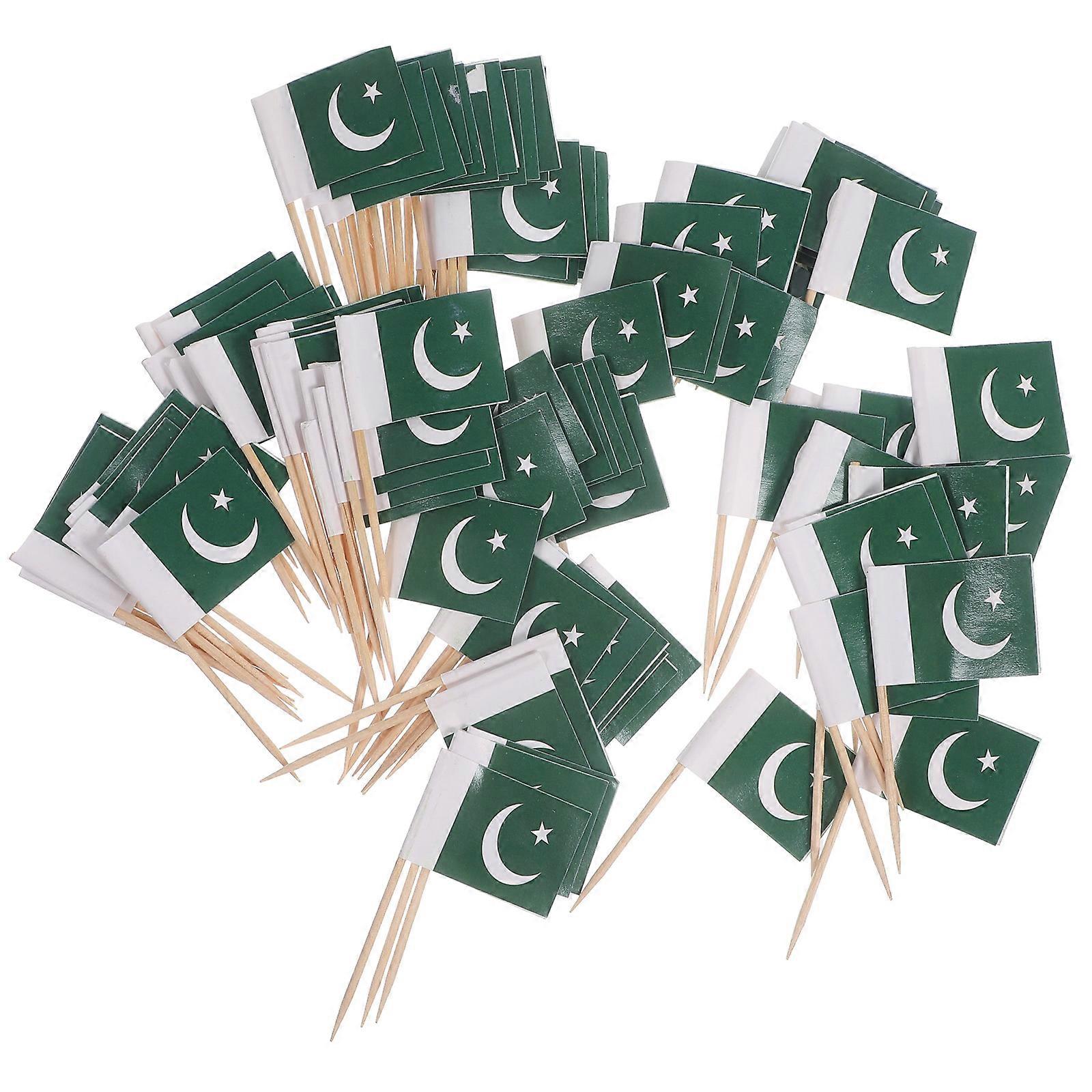 Small Cake Flags Pakistan Flag Toothpicks Elegant Food Presentation Assorted Color 6.50X3.50X0.10CM 100Pcs