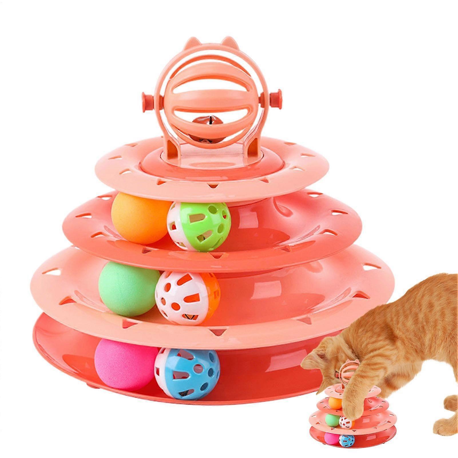 Cat toys, cat toys, relieving boredom in cats, pet artifacts, fourtier rotating platform for cats for indoor and outdoor use, ball tower for