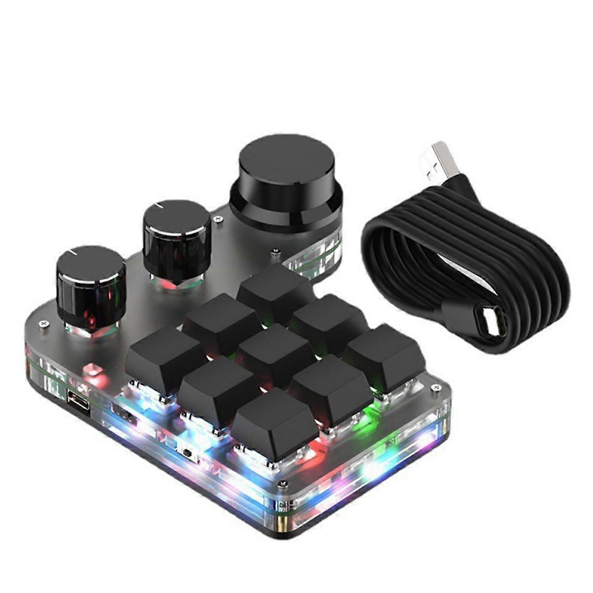 Custom Macro Keyboard Hot Swap Mini 9 Keys 3 Knob RGB Program