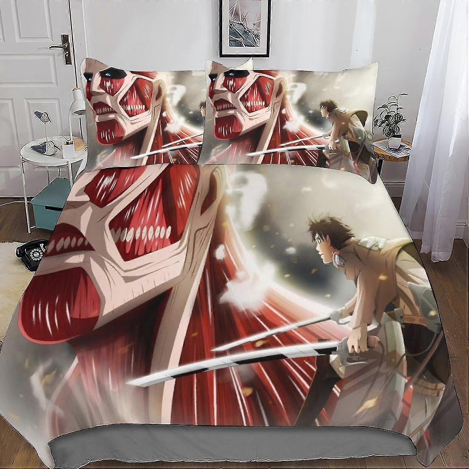 Soft Microfiber 3-Piece Duvet Cover Set with Hidden Zipper Print Design for Kids and Adults, Suitable for Anime Lovers