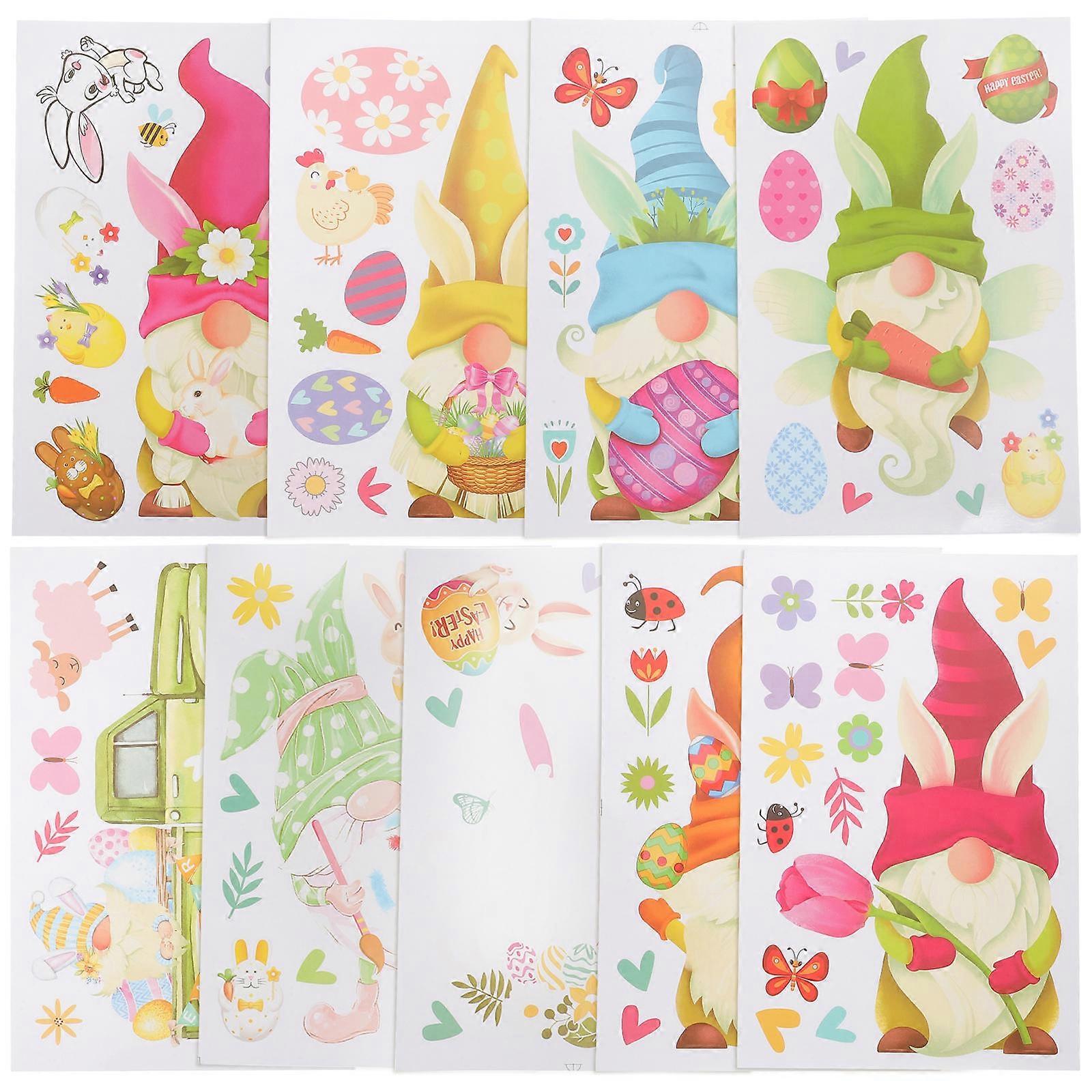Spring Festival Window Stickers Easter Window Decal Multi-Colored 30x20cm 9 Sheets