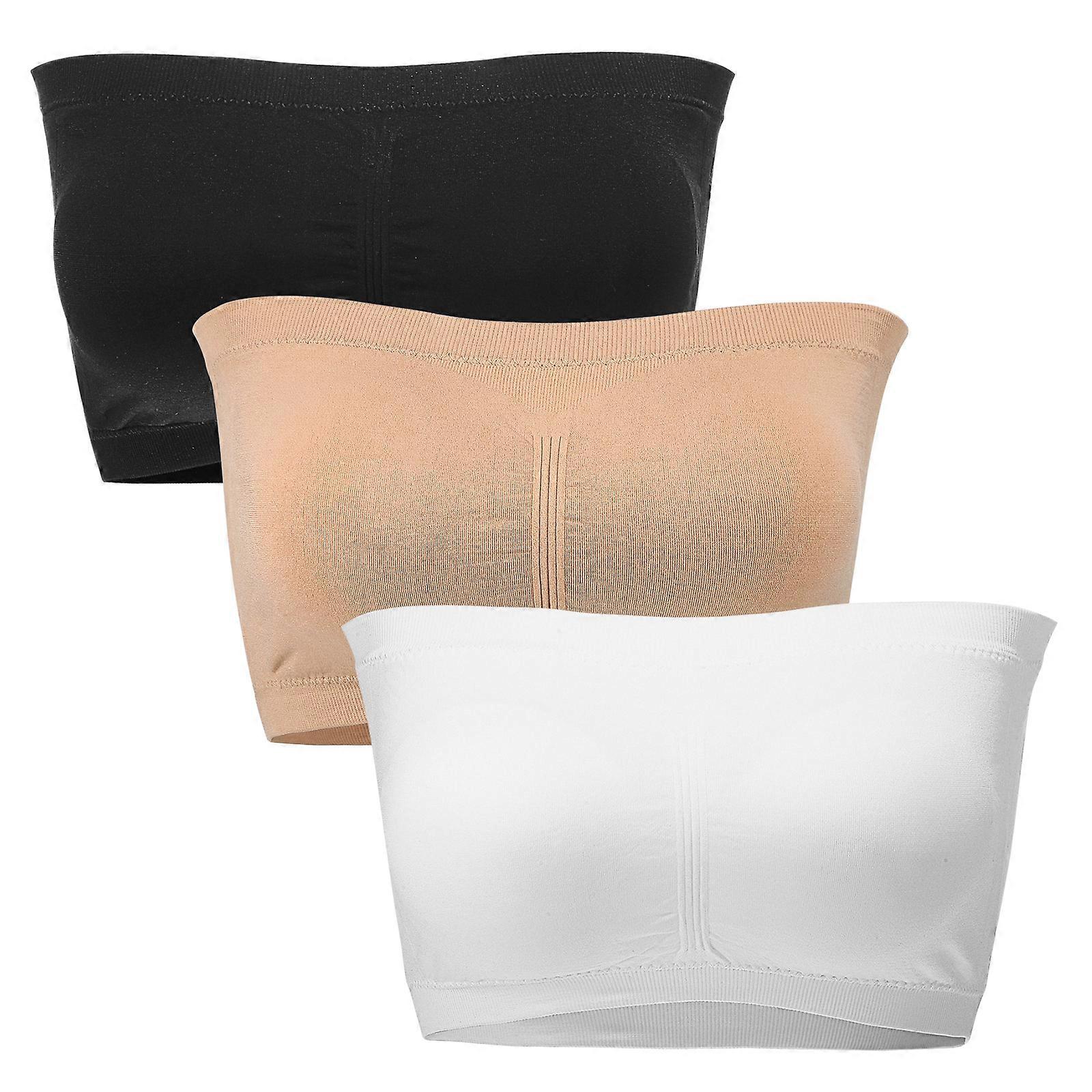 a polished product description based on your input:
**3 Pack Strapless Bras Set – Women's Black Breathable Top with Removable Padding & Elastic