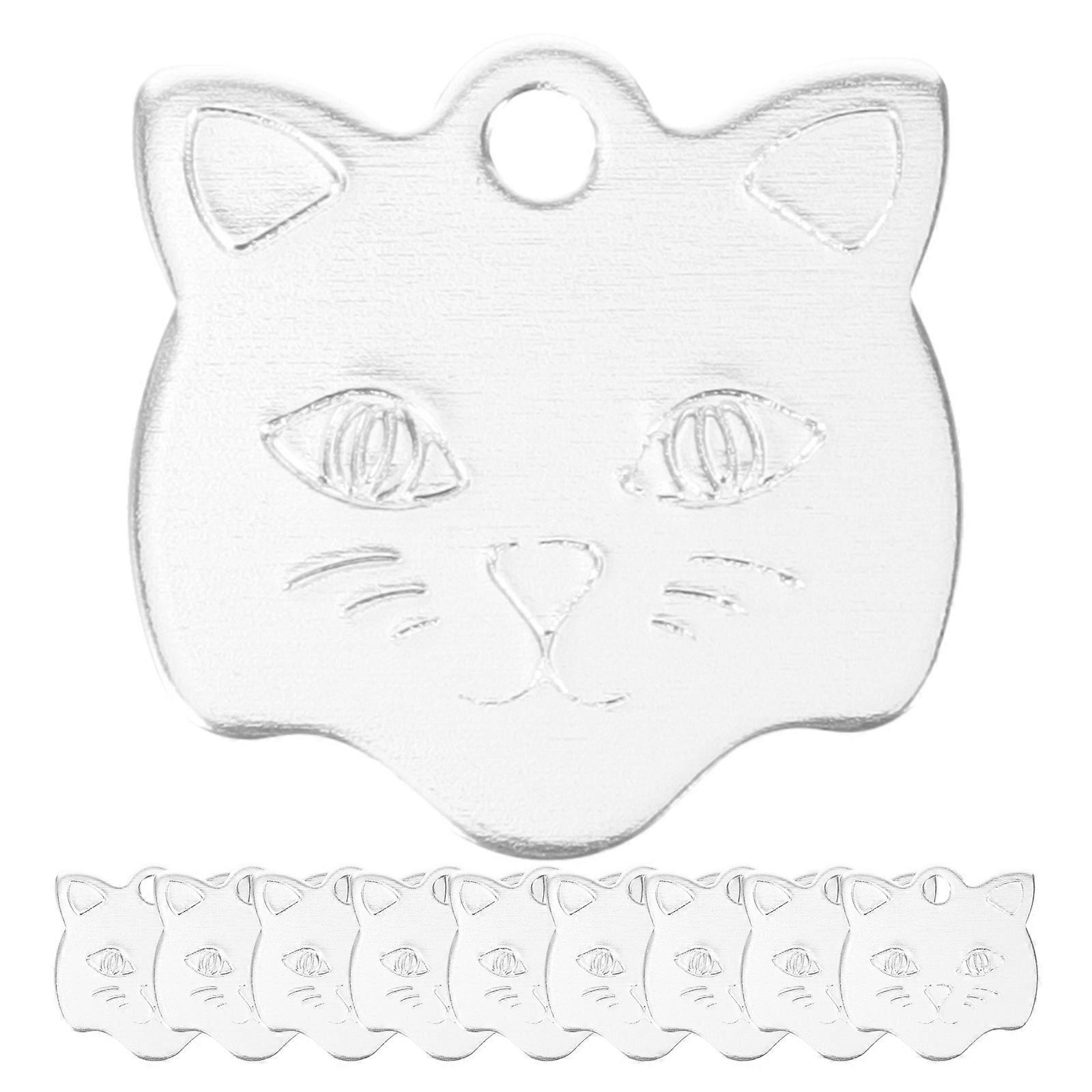 Pet Tag Cat Head Shaped Dog Name Tag for Small Pets 10Pcs Pack