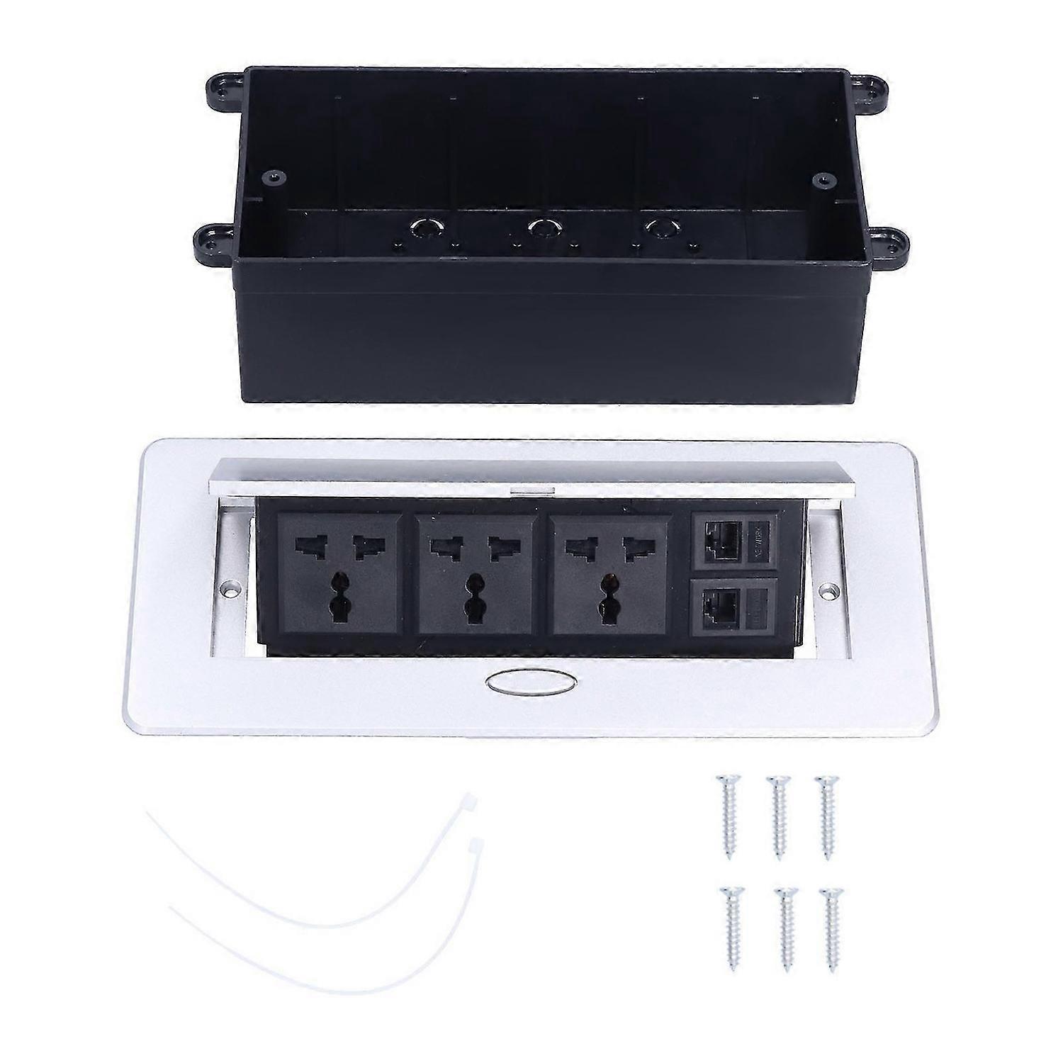 Floor Electrical Socket Embedded 3 Hole Outlet with Computer Telephone Interface 250V 13A