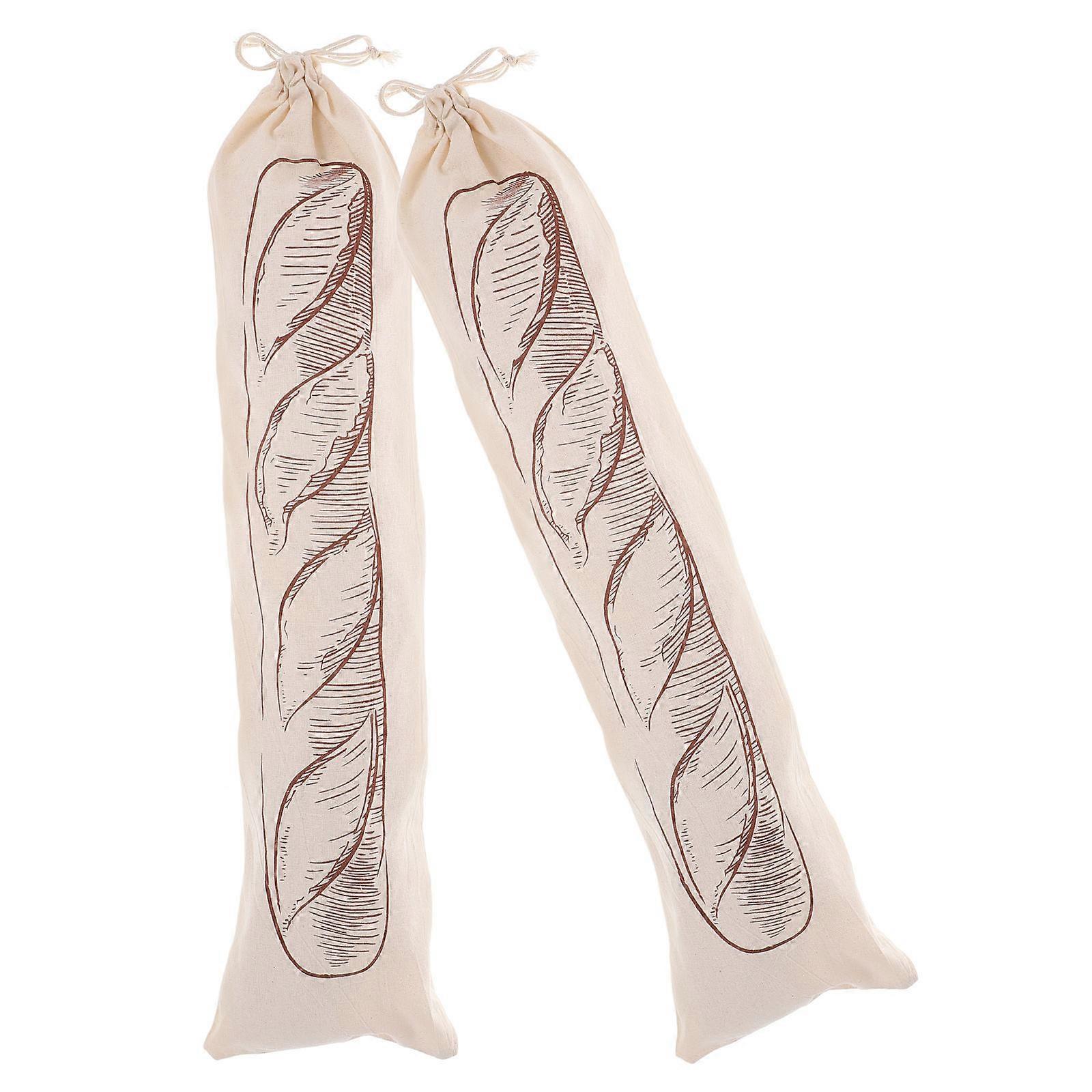 Reusable Linen Bread Bag for Storage with Drawstring Closure 2Pcs