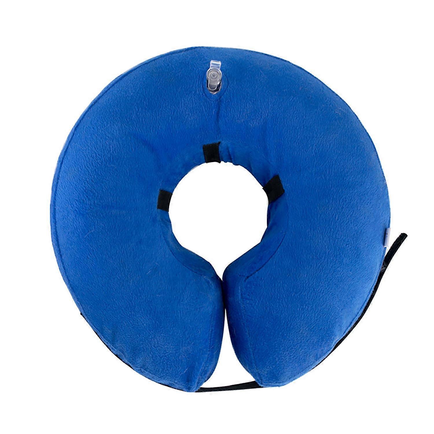 Inflatable pet collar, soft, comfortable, washable, donut design, recovery collar blue L