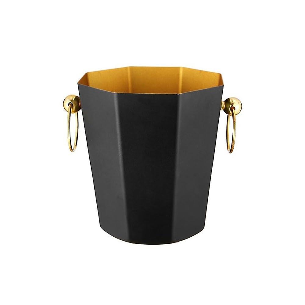 Ice Bucket Home Wine Champagne Bucket Stainless Steel Ice Bucket Commercial Bar Beer Keep Cold Bucket Ice Cube Container (Black)
