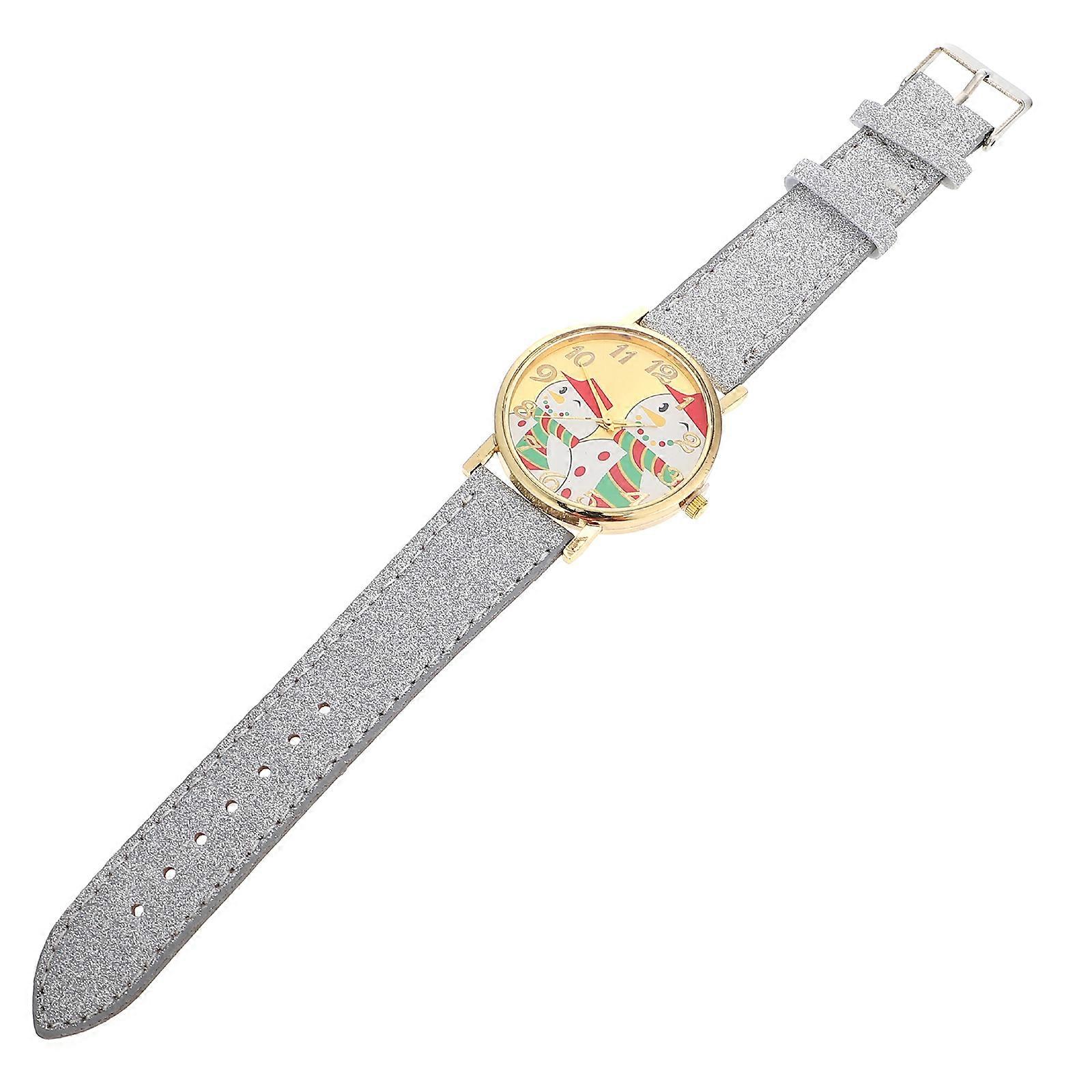 Round Christmas Children Watch Silver Color Timekeeping for Everyday Wear 1Pack