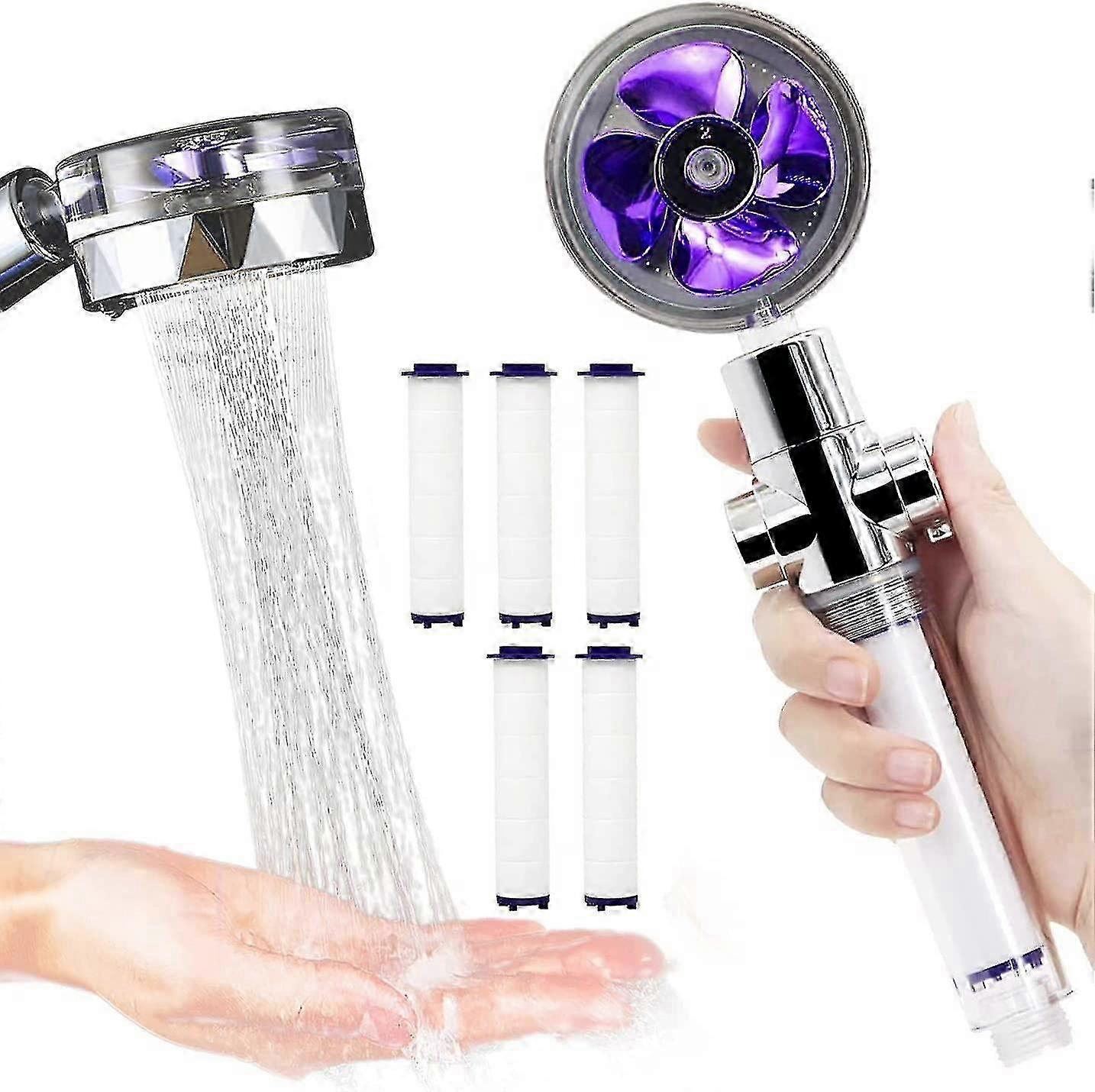 Propeller-Duschkopf, 360 wassersparende rotierende Duschdüse, Hochdruck-Duschkopf mit Filter --
