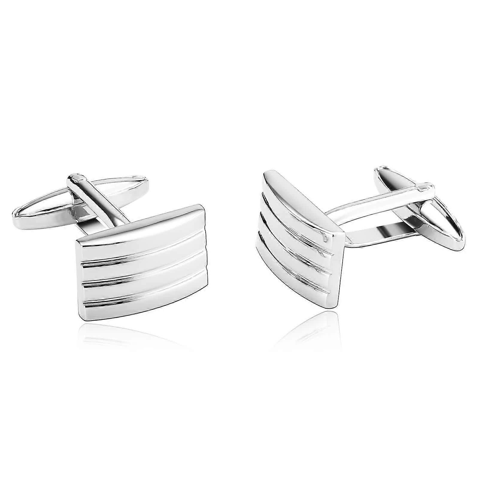 Men's Cufflinks Titanium Silver Stainless Steel Rectangle Cuff Links, Elegant Formal Accessories, No Gemstone