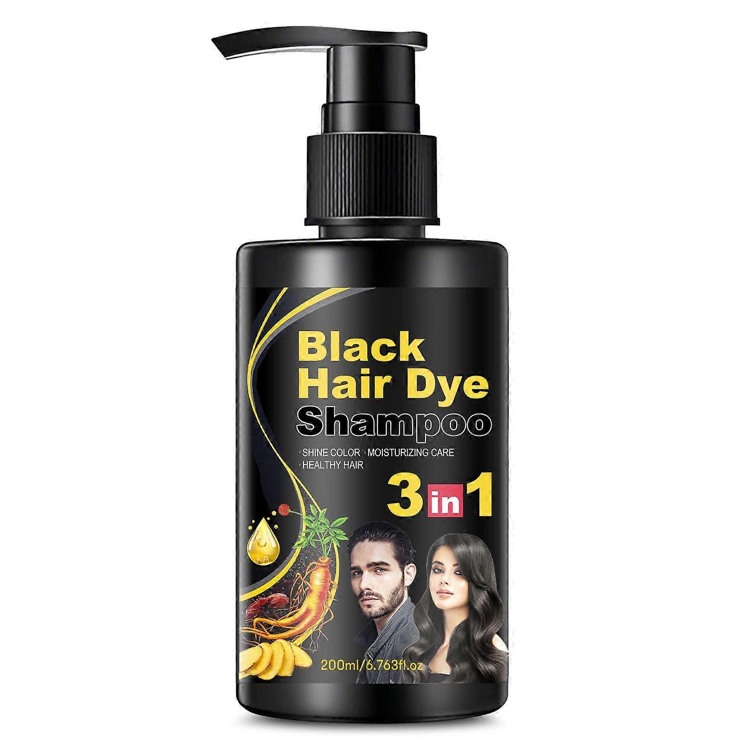 Shampooing colorant pour cheveux, Shampooing colorant pour cheveux noirs instantané 3 en 1 pour cheveux gris, Shampooing couleur pour cheveux 200ml pour hommes et femmes, Couleurs de cheveux foncés en quelques minutes