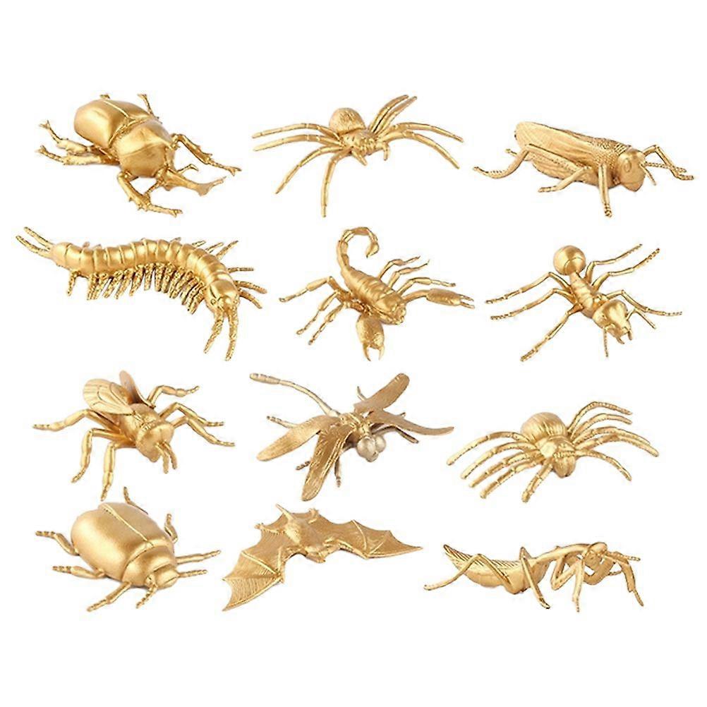 12pcs Simulation Insects Props Educational Insects Statue Insect Recognition Models