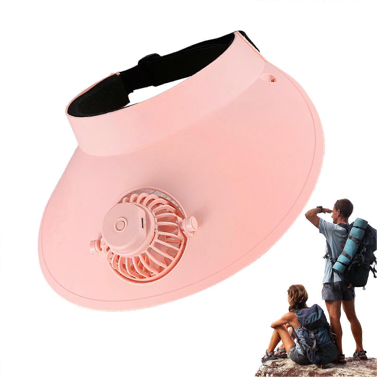 Solar Powered Fan, with Fan, Solar Powered Outdoor with Fan, UV Sun Caps, Lightweight Sun Shade, Accessories for Summer Camping, Beach, pink