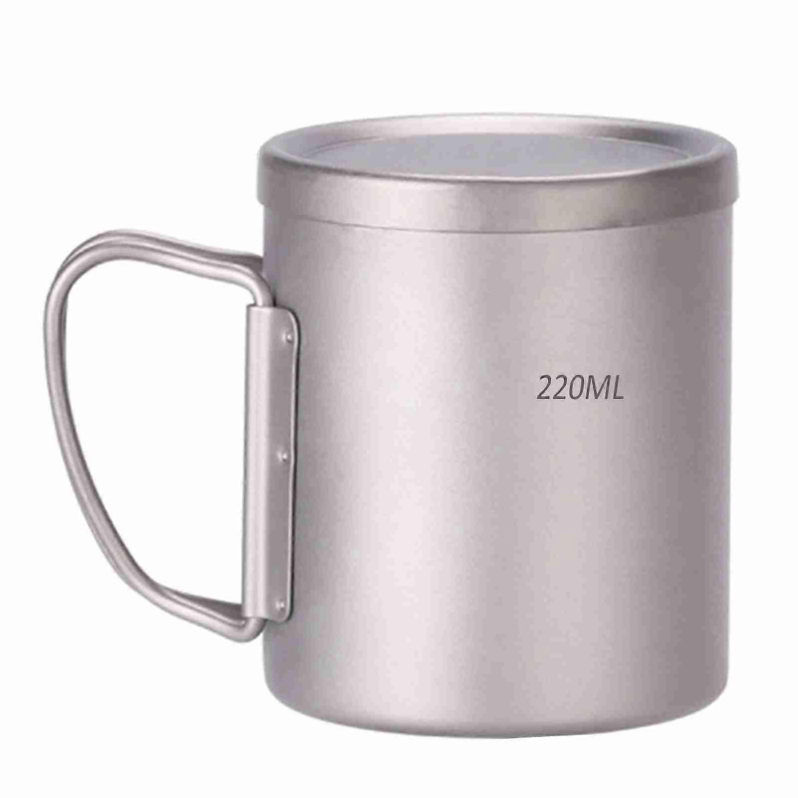 220ml / 330ml / 450ml / 550ml二重壁チタンウォーターカップコーヒーティーマグ、ホームオフィス屋外キャンプハイキングバックパッキングピクニック用