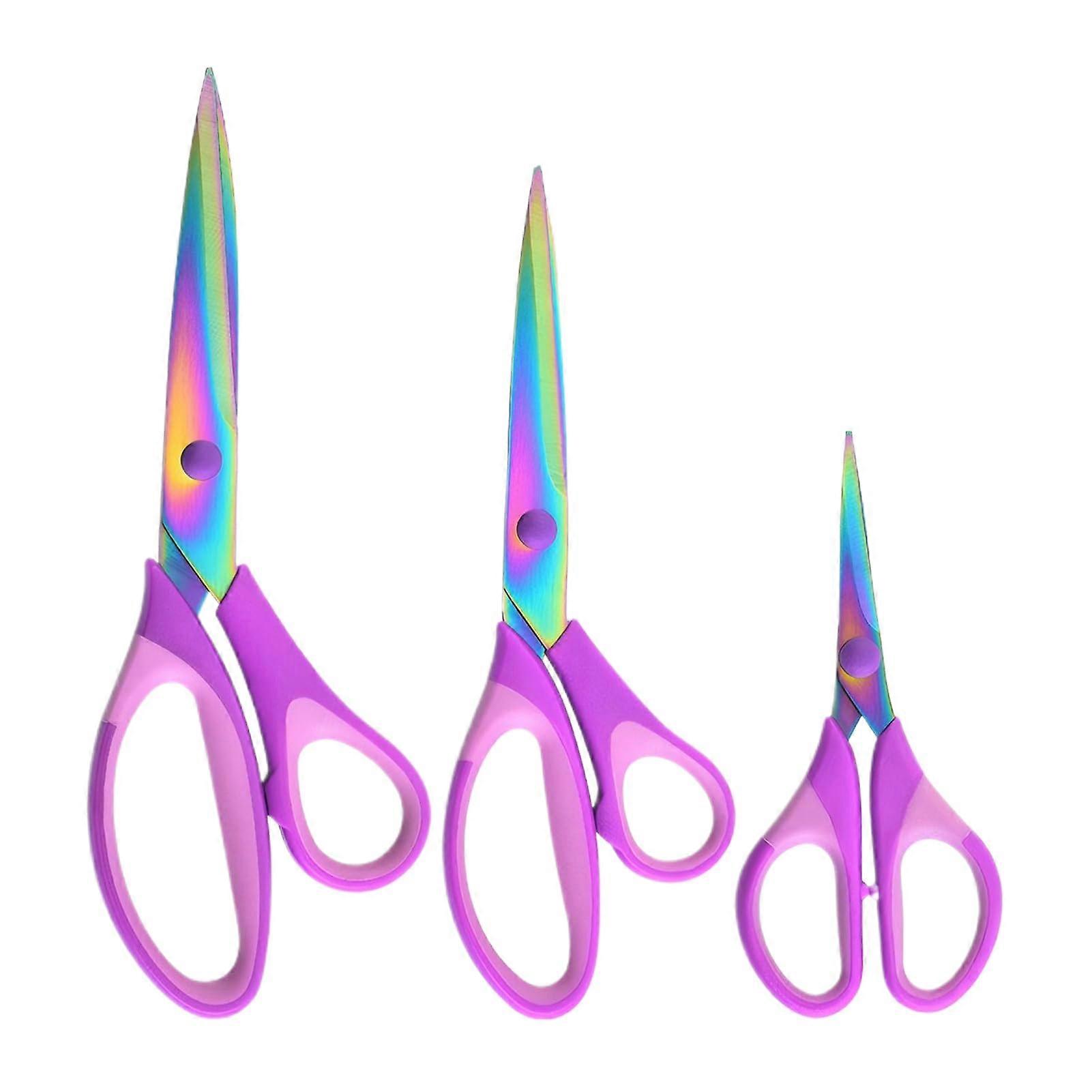 3x Stainless Steel Craft Scissors Set For Sharp Clean Cuts Sewing Scissors Professional Titanium Scissors Pastel Violet