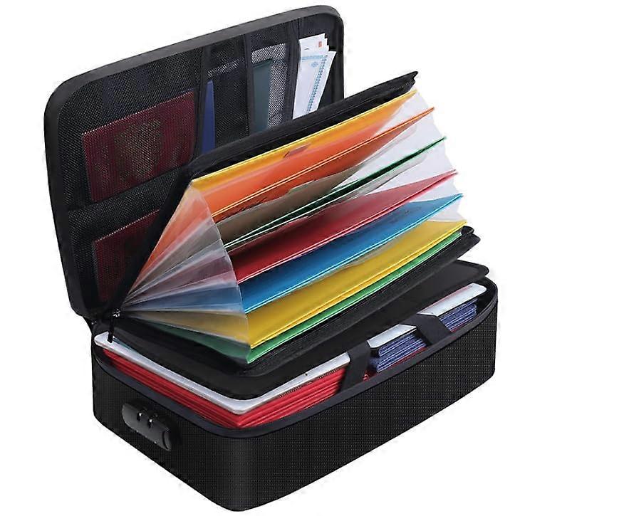 Document Organiser 5200°F Insulated, Fireproof Document Bag with Lock, 7 Storage