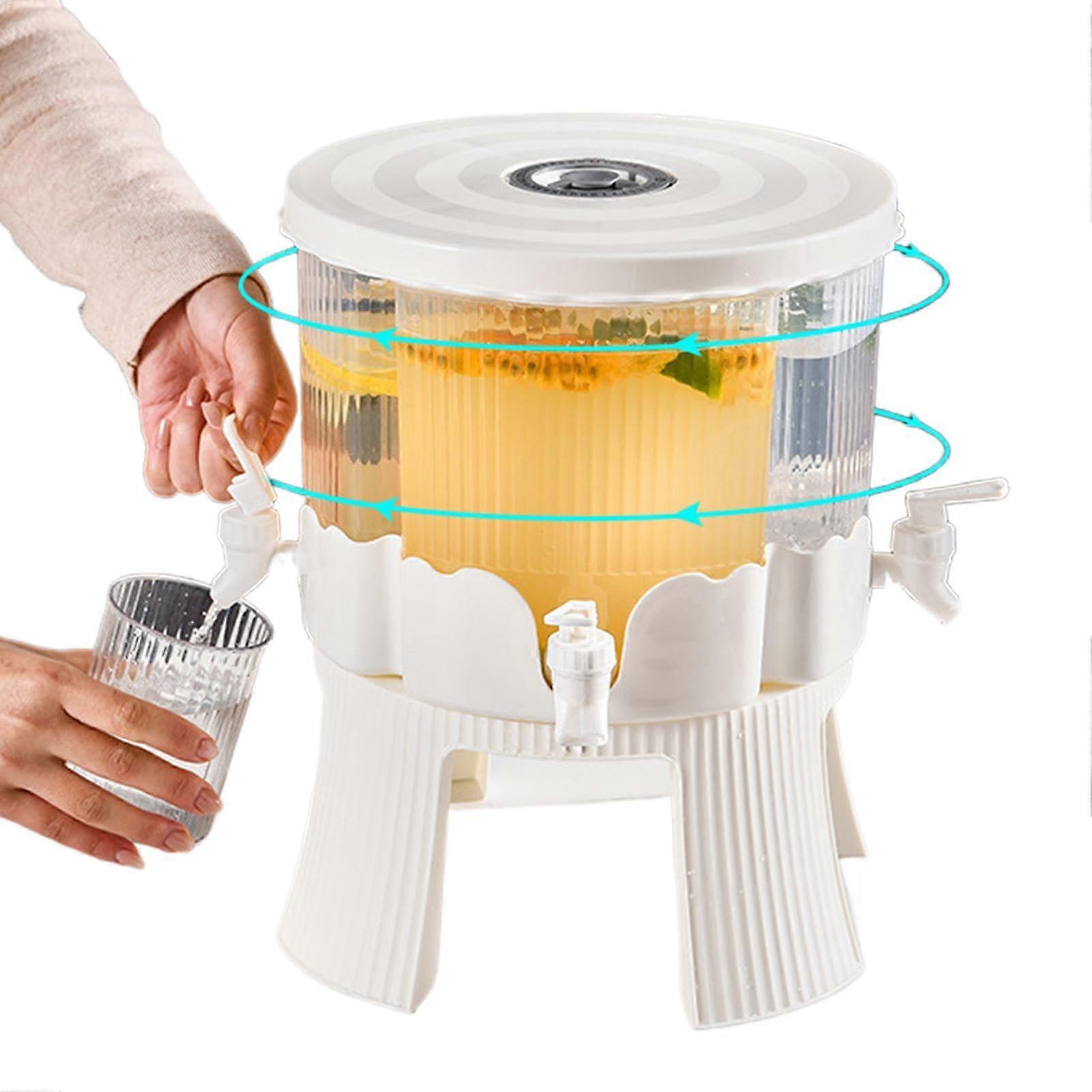 Rotating Drink Dispenser, Large Capacity 6L Beverage Container with 4 Grids