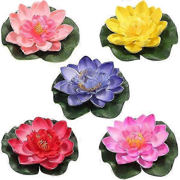 5pcs Artificial Water Lily Floating Lotus Flower Pond Home