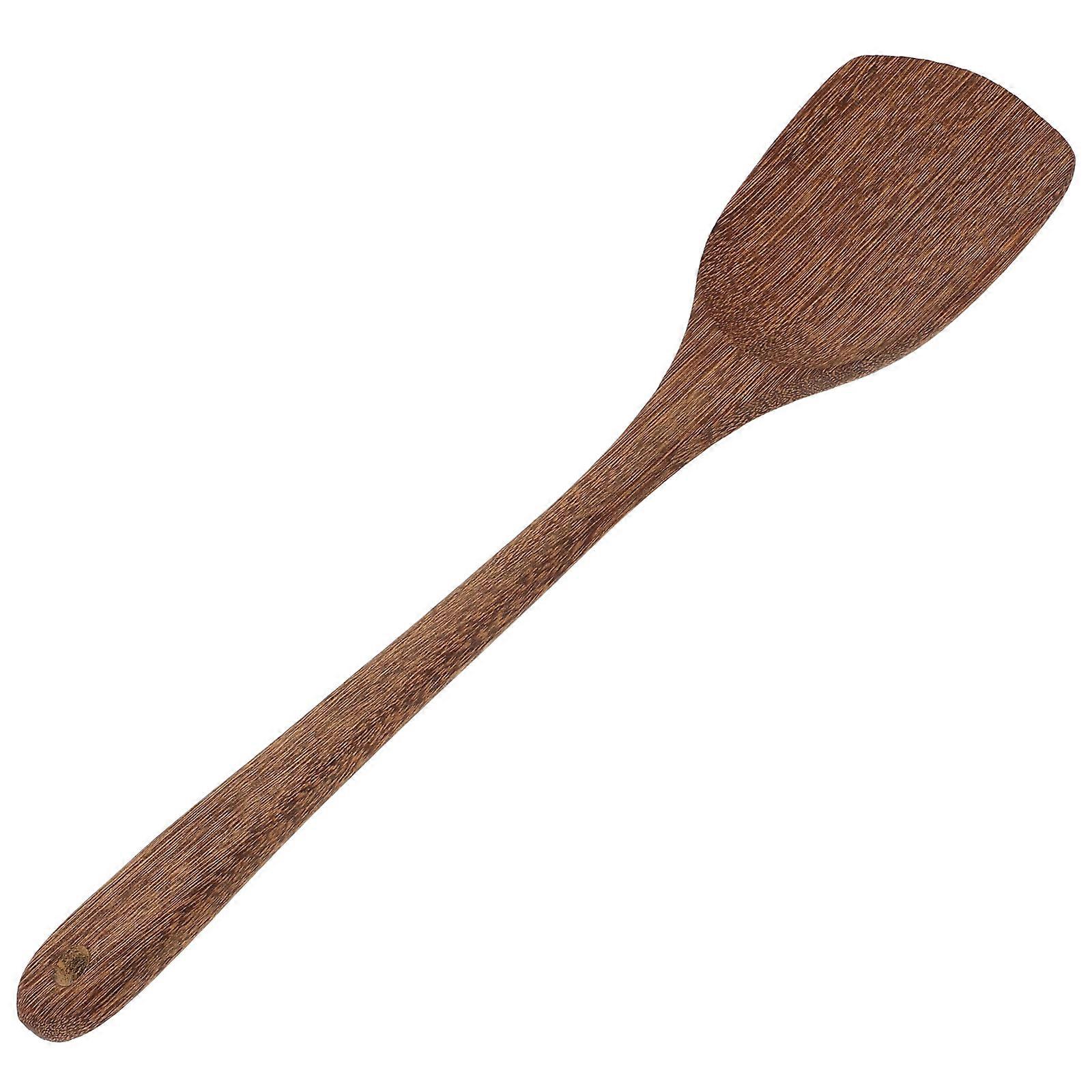 Wooden Wok Spatula with Long Ergonomic Handle, Nonscratch Turner for Stir Frying and Camping, Natural Wooden Ladle Spatula