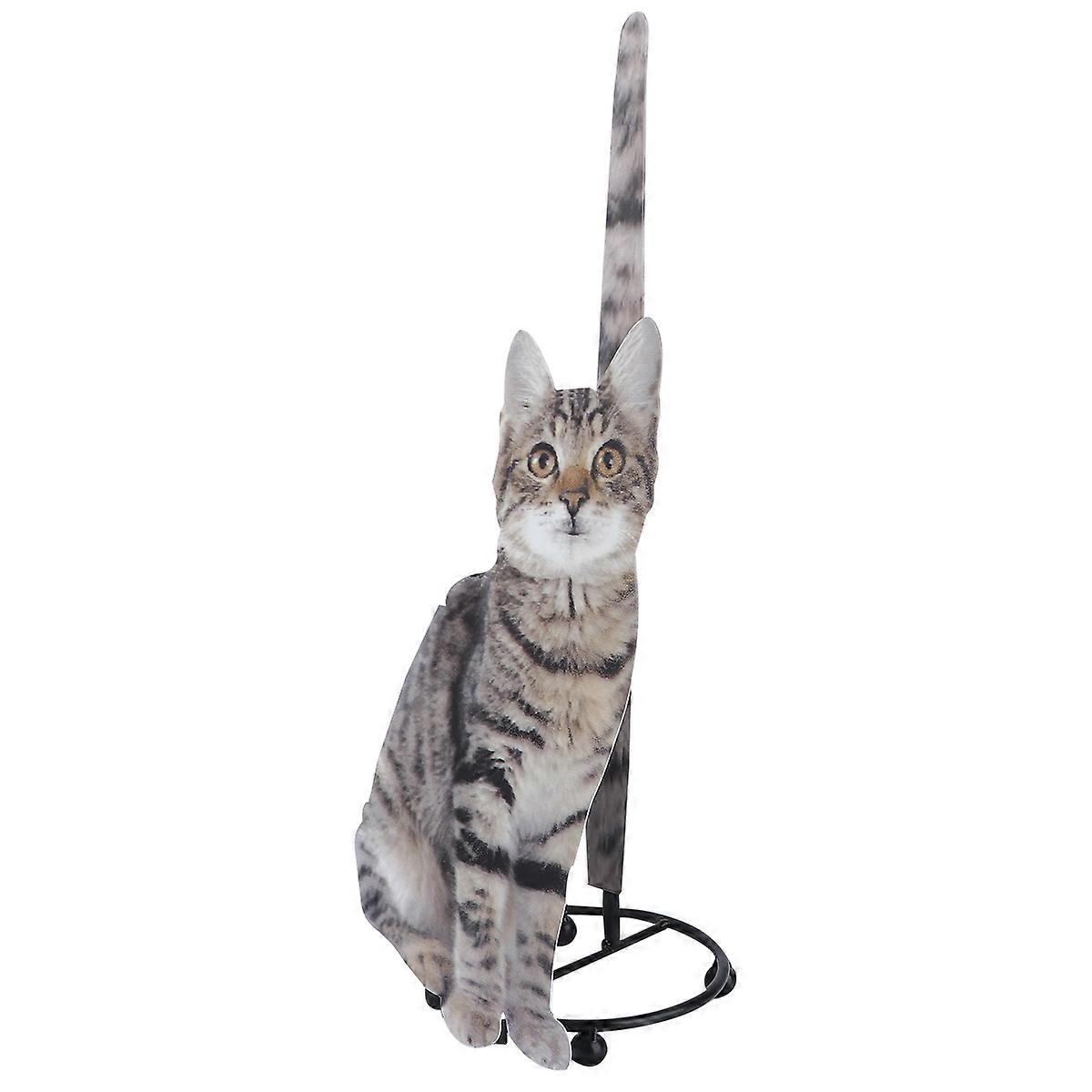 Dark Grey Cat Shaped Paper Roll Holder Made of Iron for Kitchen and Bathroom Use 1pc