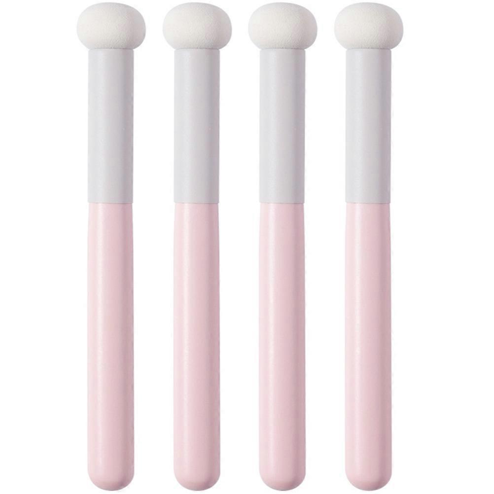 Pink Powder with Handle for Face Makeup Using Latex Sponge Comfortable to Hold and Operate 4pcs