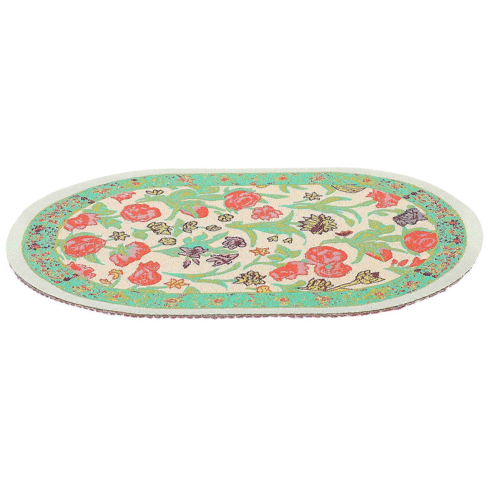 Mini Floor Mat Decor Miniature Carpet Indoor Display Rectangle Green 1Set