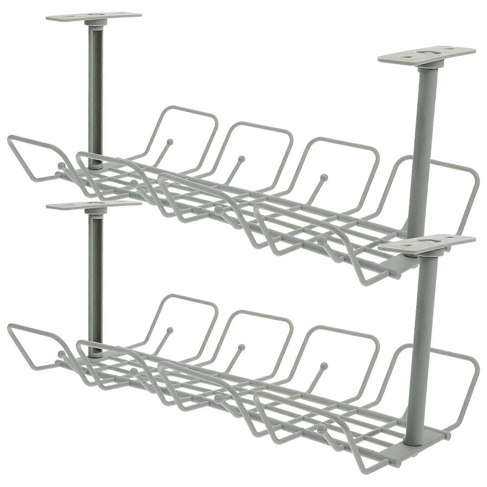 Desk Cord Holder Under Desk Cable Management Tray Plastic 11.8×6.7×5.1in Power Strip Storage Hanging Basket 2Pcs